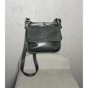 1990's Black Leather Crossbody Bag Legacy Style Purse from FOSSIL Satchel